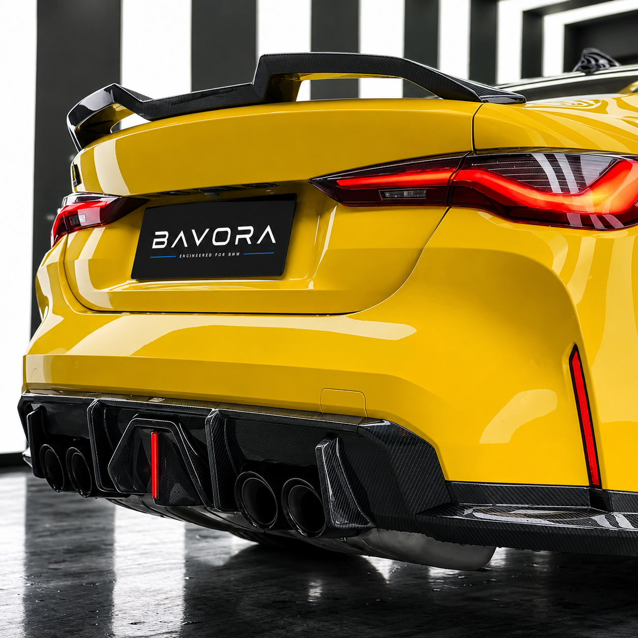 BAVORA G8X Dry Carbon Fiber BC Style Rear Diffuser with LED Brake Light (2021+)